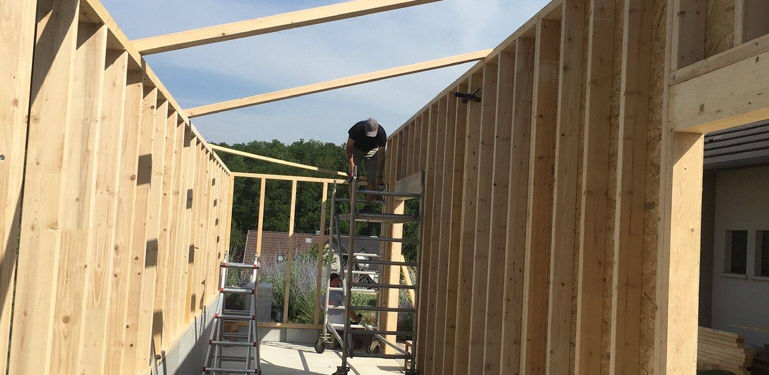 Conception de terrasse, agrandissement, carport et garage en ossature bois à Niederhergheim vers Colmar Kingersheim